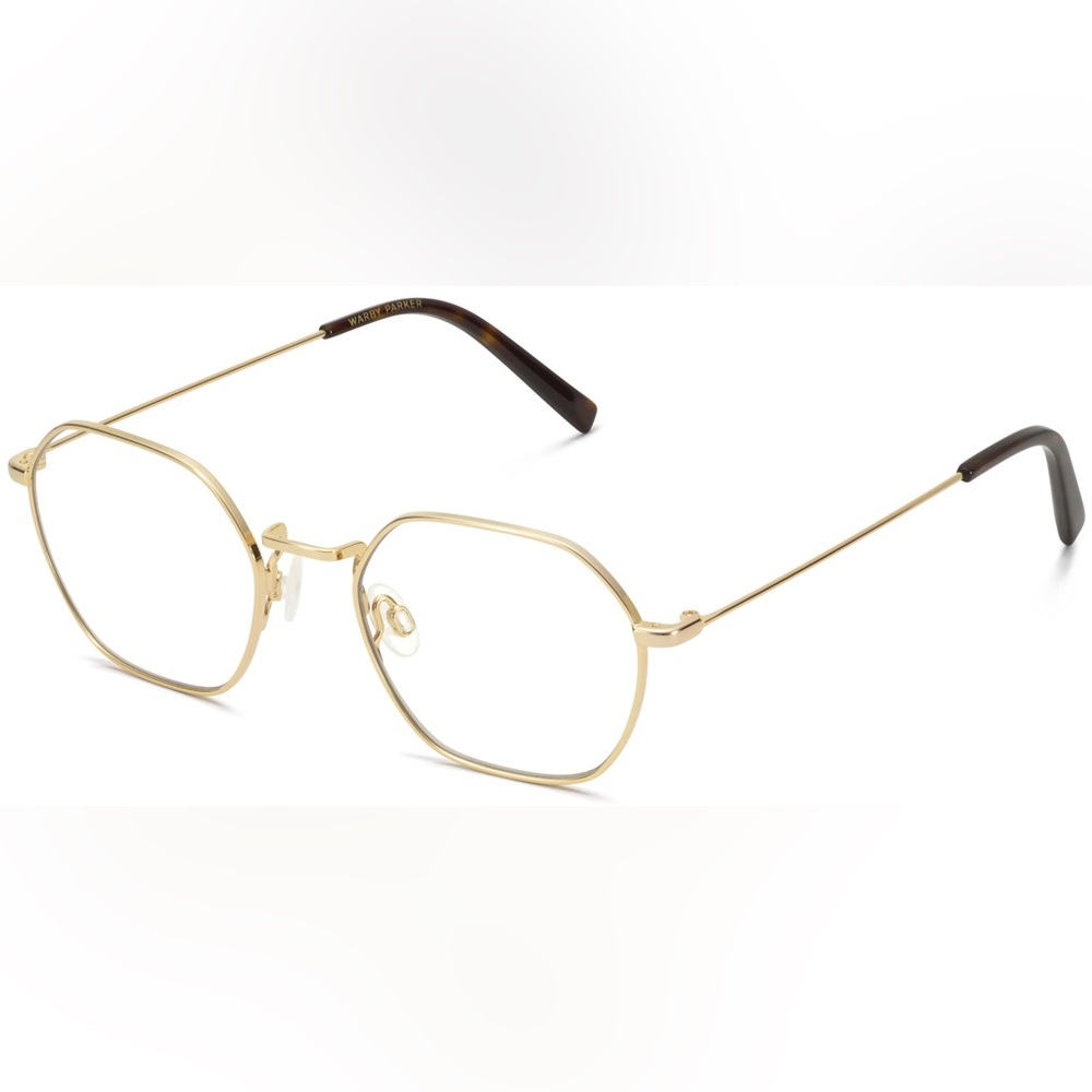 Warby Parker Wide Keiko Blue Light Glasses in Polished Gold